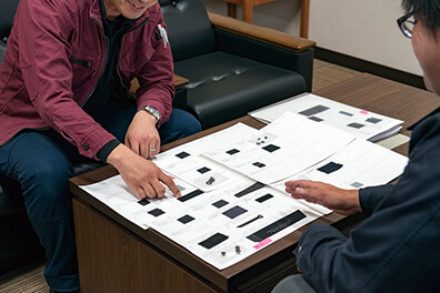 釦やファスナーなど付属品の選定